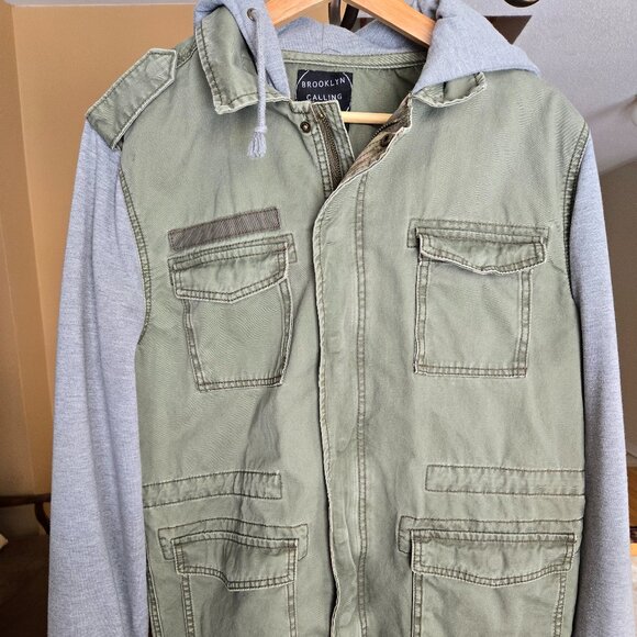 Brooklyn Calling N.Y.C. Men’s Jacket - Size M - Khaki & Grey - Mixed Fabric - Picture 9 of 9